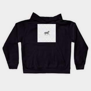 Horse - abstract geometric pattern - gray. Kids Hoodie